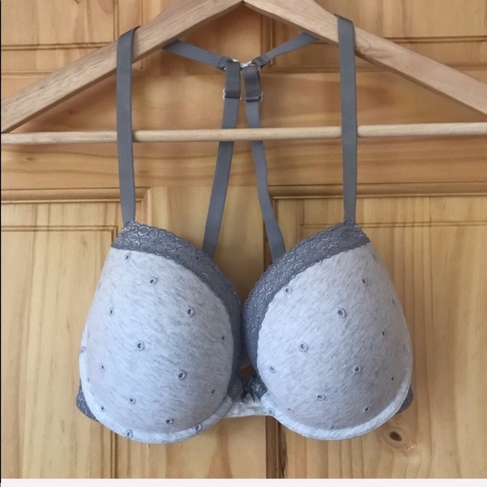 aerie embroidered polka dot convertible cotton lace trim 36C bra
